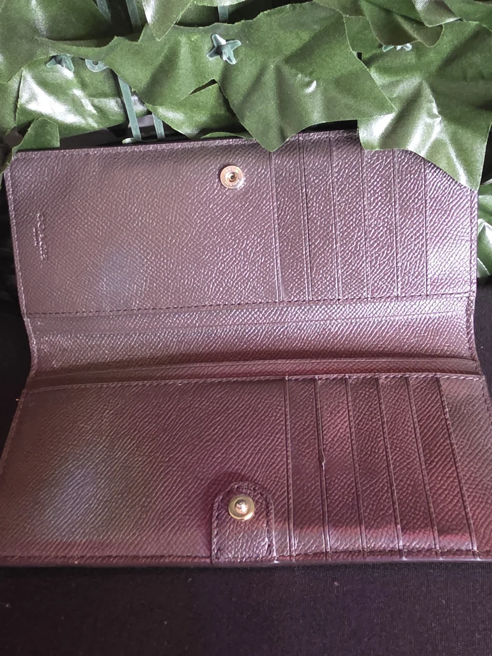 Coach Leather Zip-Around Wallet in Cognac Brown